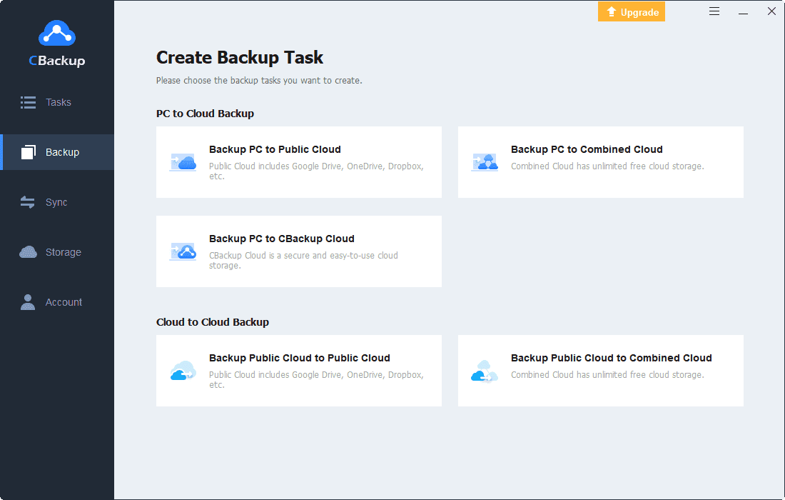 Create New Task In Cbackup App