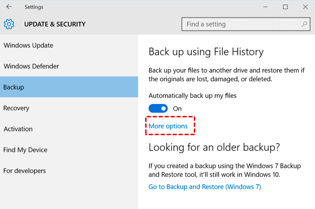 File History More Options