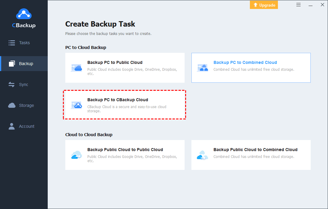 PC to CBackup Cloud