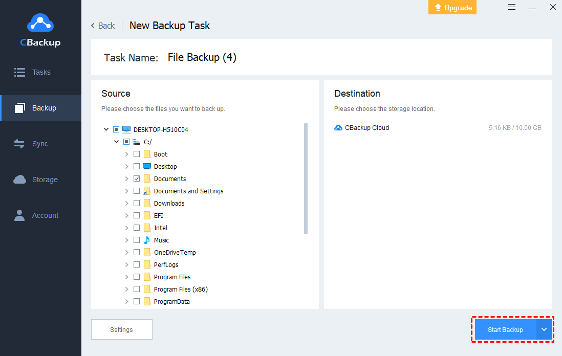 Backup Large Files to CBackup Cloud