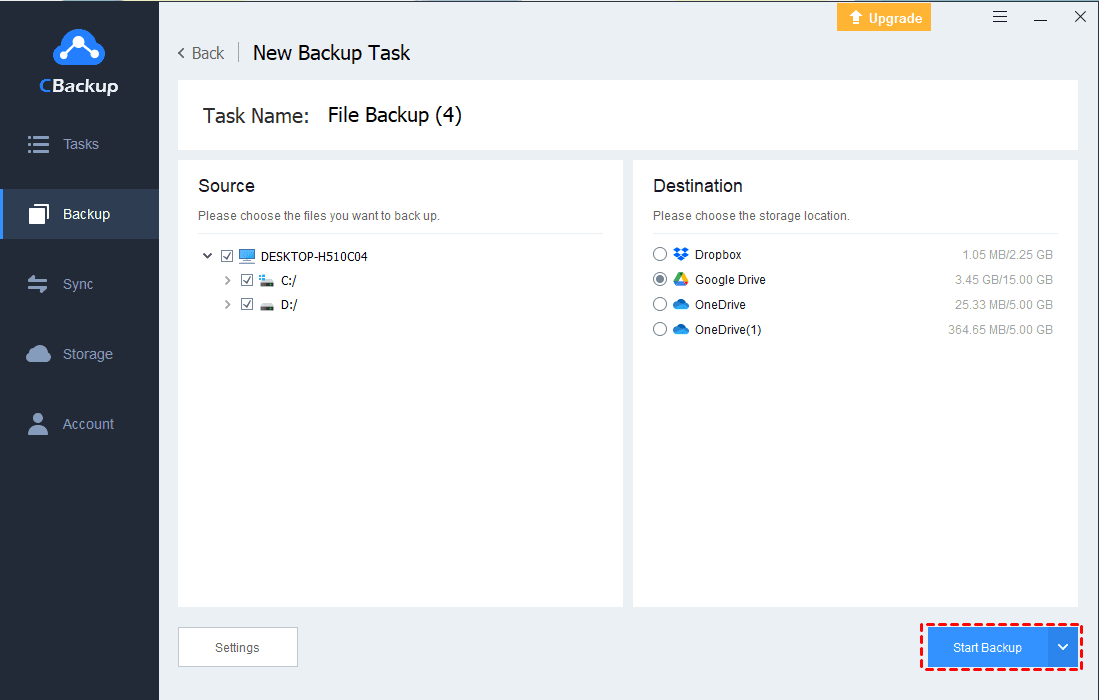 Backup to Google Drive