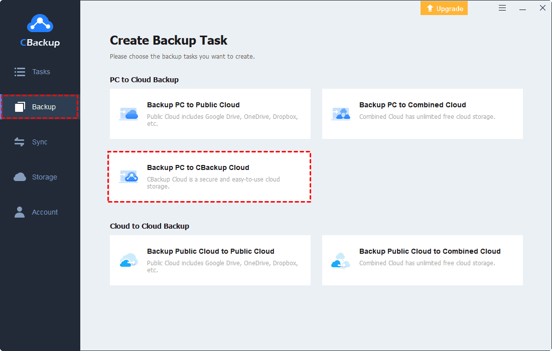 Backup PC to CBckup Cloud