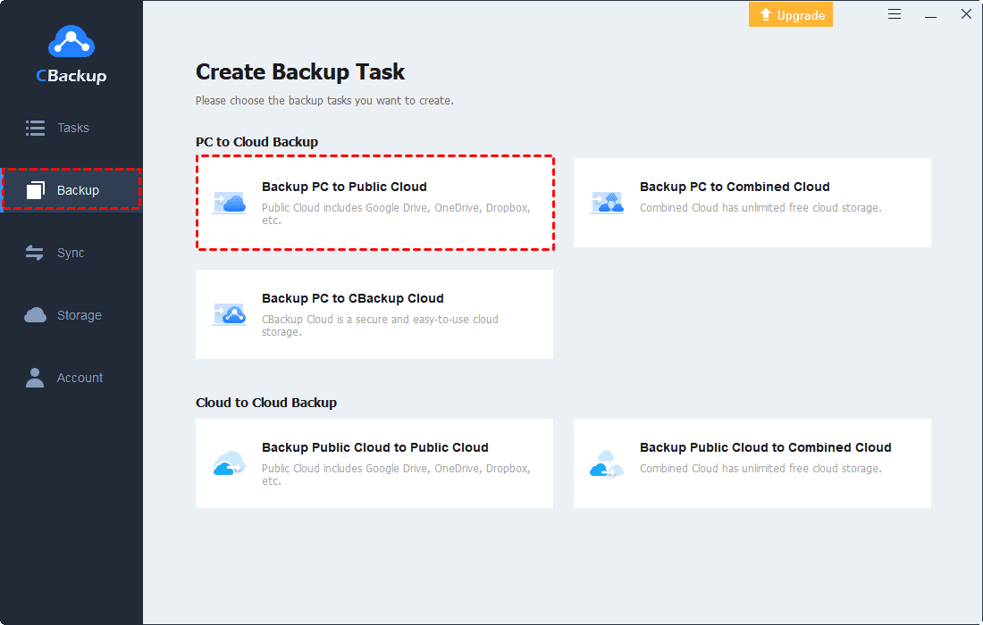 Create A New Backup Task