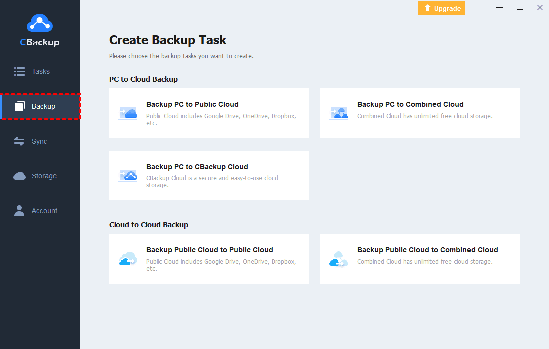 Create New Backup Task