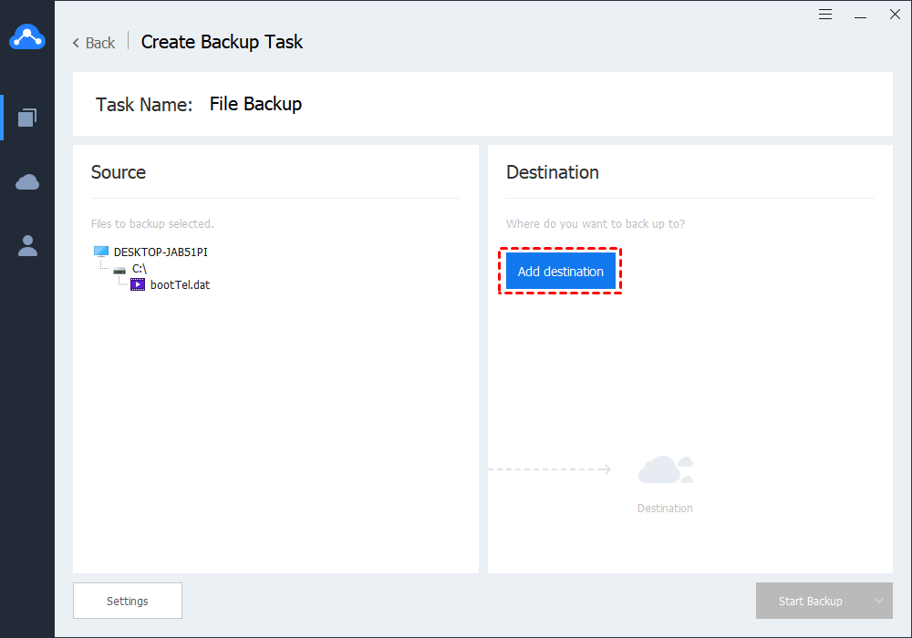 Click Add Destination Click Add Destination