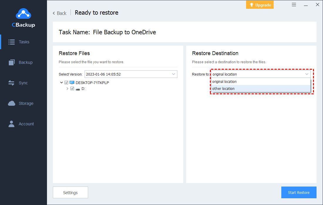 Start Restore Path