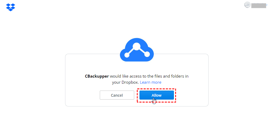 Allow Cbackup Access Dropbox