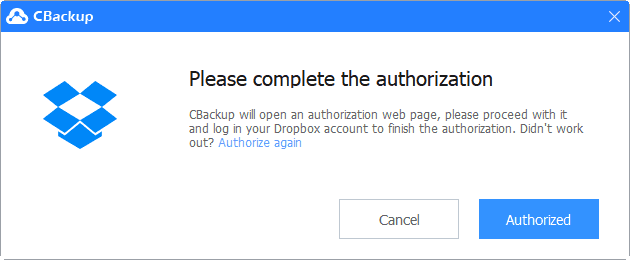 Authorize Dropbox Authorize Dropbox