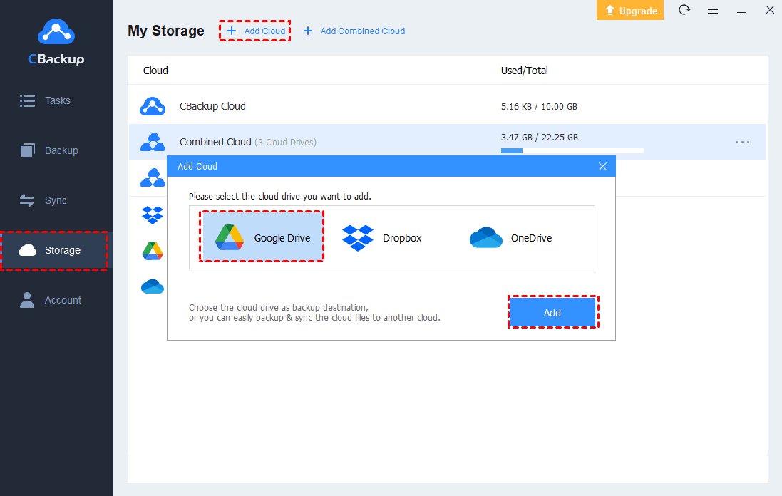 My Storage Add Google Drive