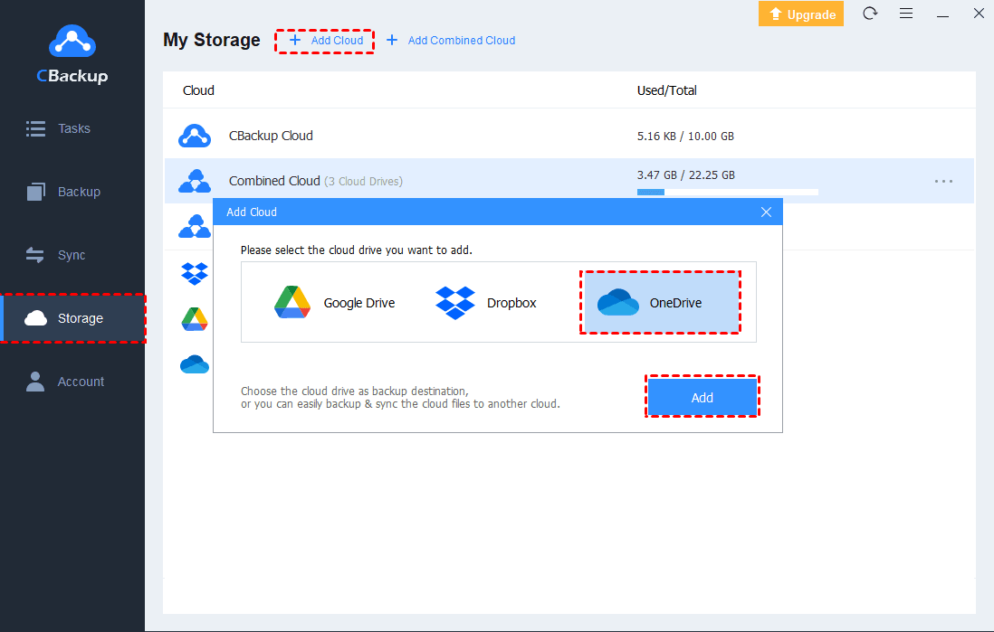 My Storage Add OneDrive