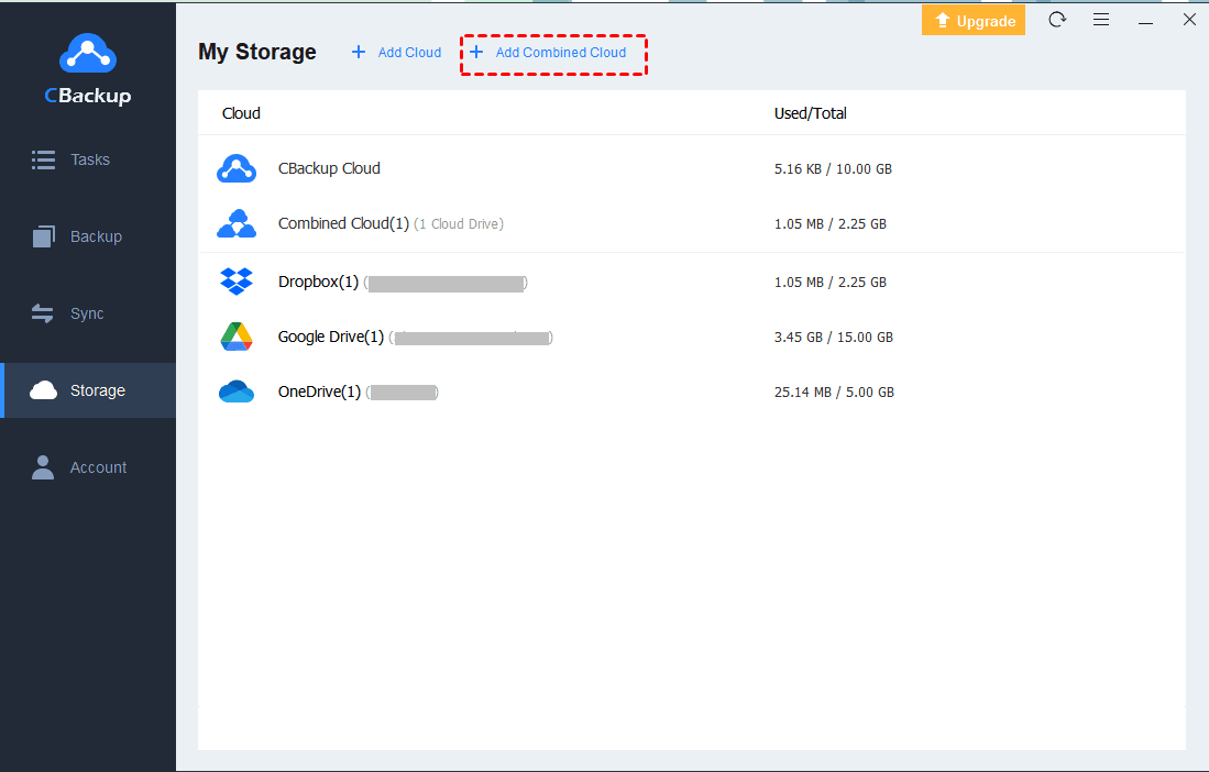 My Storage Add Combined Cloud