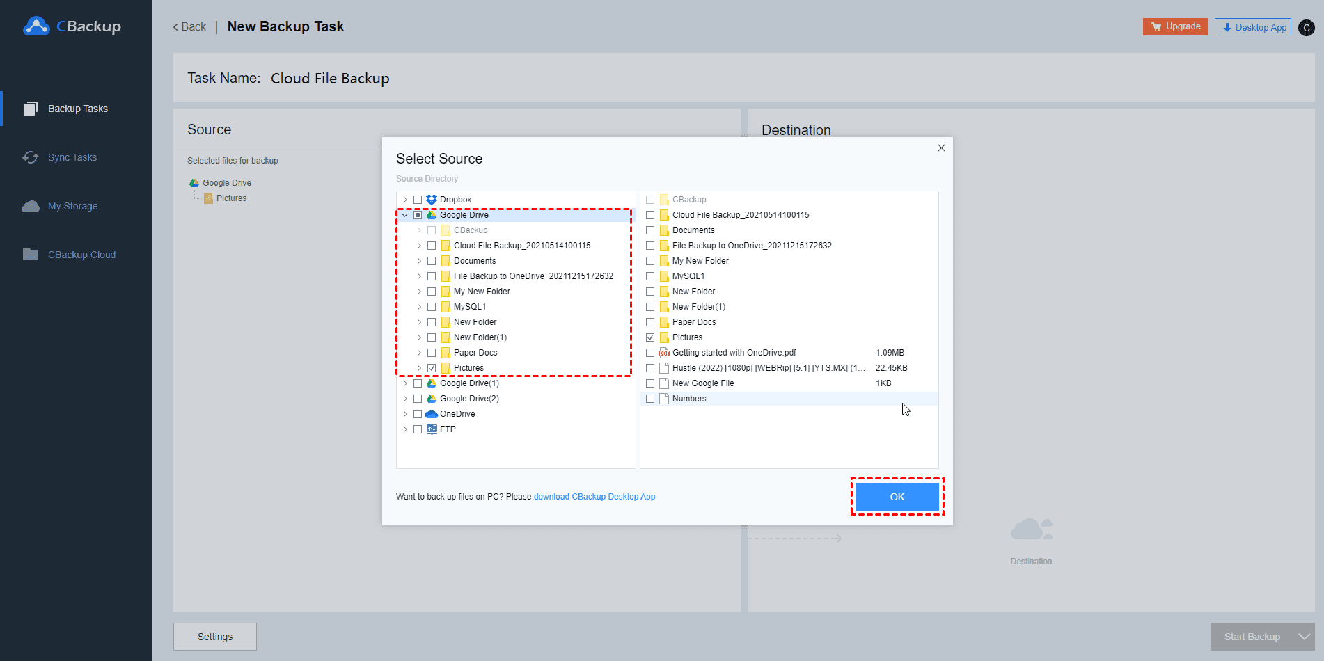 Add Task Select Source Add Task Select Source