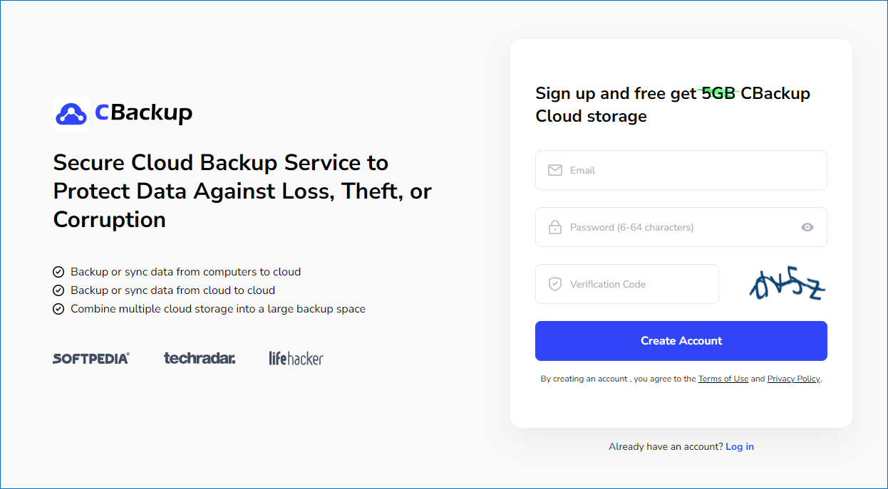 CBackup Sign Up