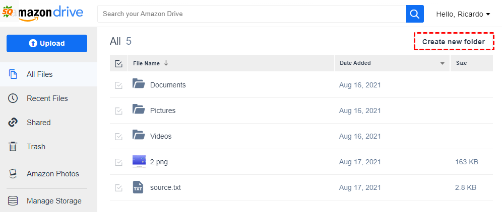 Create New Folder In Amazon Drive
