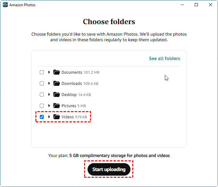 Choose Folders to Upload