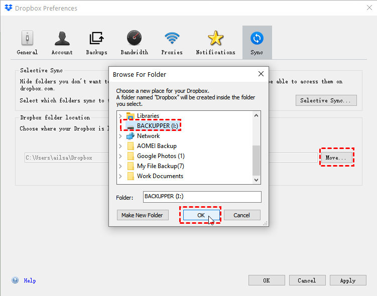 Move Dropbox Folder Location To External Hard Drive