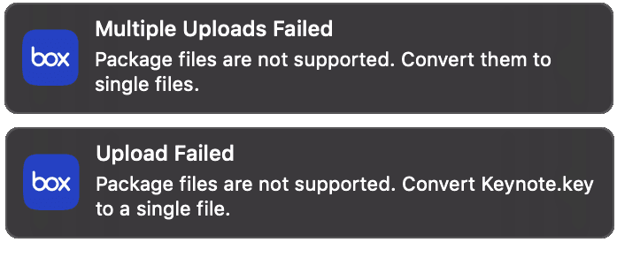 Box Upload Failed Errors