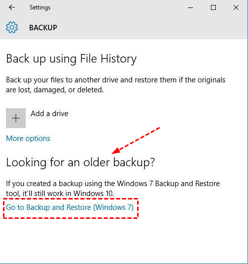 Go to Backup and Restore