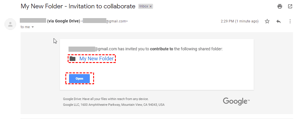 Google Drive Share Folder Email