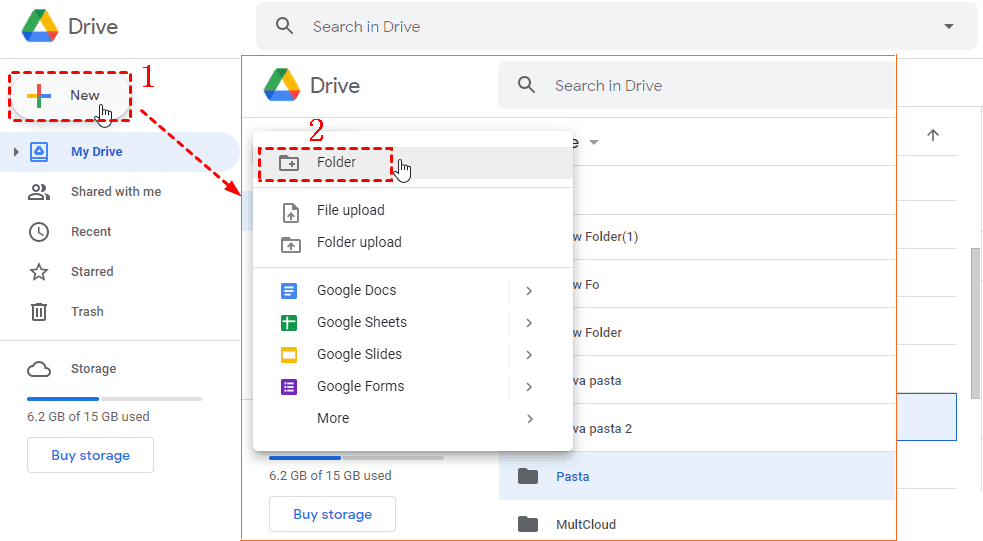 Create New Folder in Google Drive