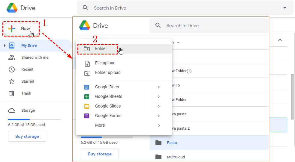 Uploading Files and Folders on the Google Drive