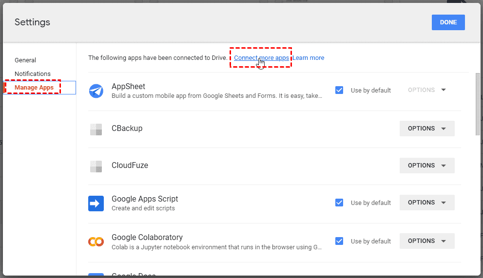 Google Drive Connect More Apps