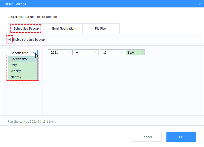 Schedule Backup