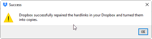 Dropbox Fix Hardlinks Successfully