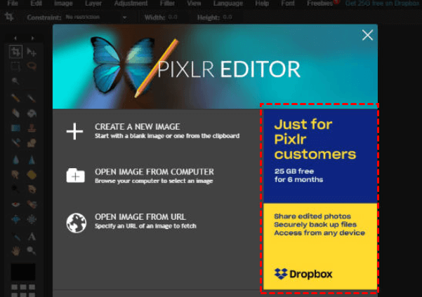 Pixlr Dropbox Promotion