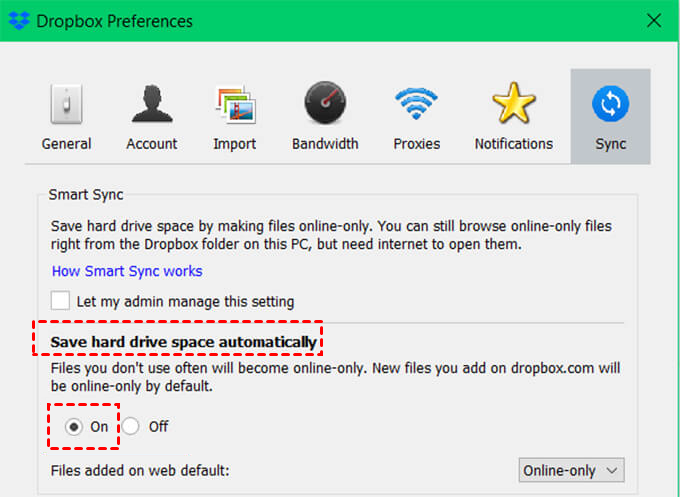Dropbox Enable Automatic Smart Sync