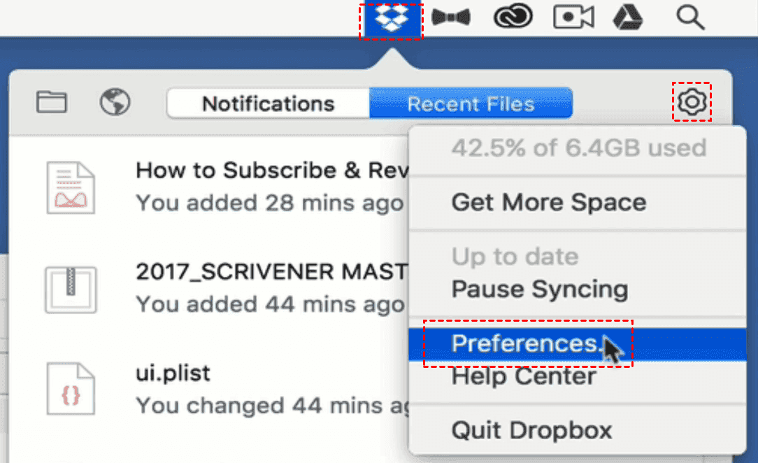 Dropbox Preferences Mac