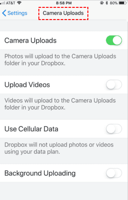 Camera Uploads Ios