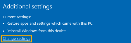 Change Settings Windows 10