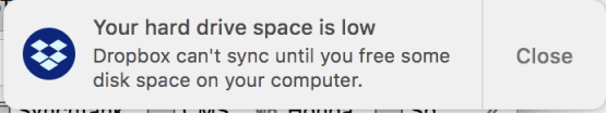 Dropbox Cant Sync Not Enough Free Disk Space