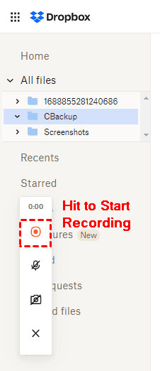 Dropbox Capture Start Recording