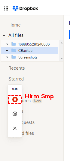 Dropbox Capture Stop Recording