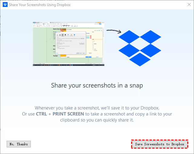 Save Screenshot to Dropbox