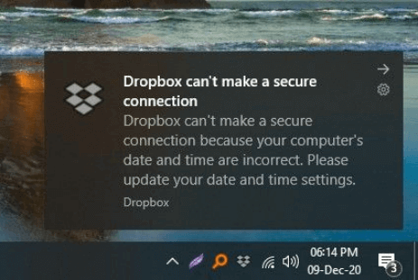 Dropbox Date And Time Incorrect