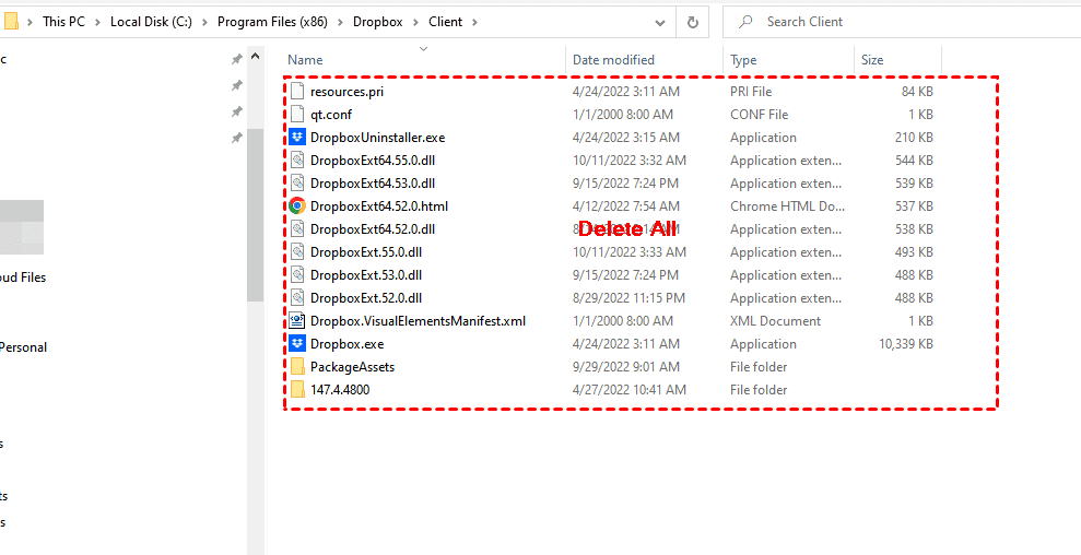 Delete Dropbox Files