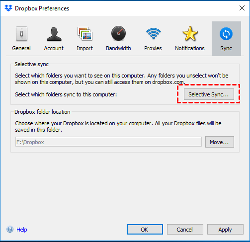 Dropbox Selective Sync Windows