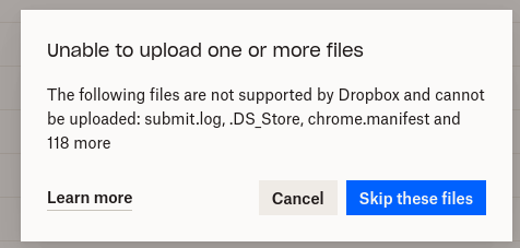 Dropbox Unable to Upload One File