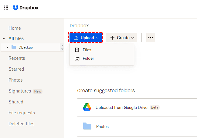 Upload Google Drive Photos to Dropbox