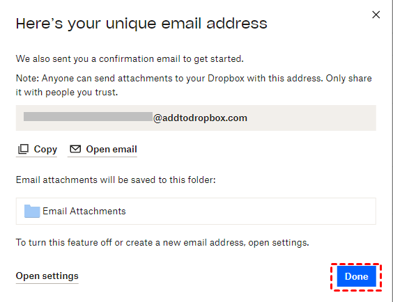 Email to Dropbox Address