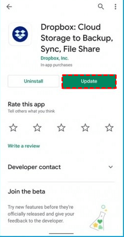 Update Dropbox App