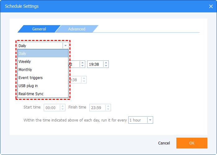 Schedule Settings General Schedule Settings General