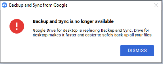 Backup And Sync No Longer Available