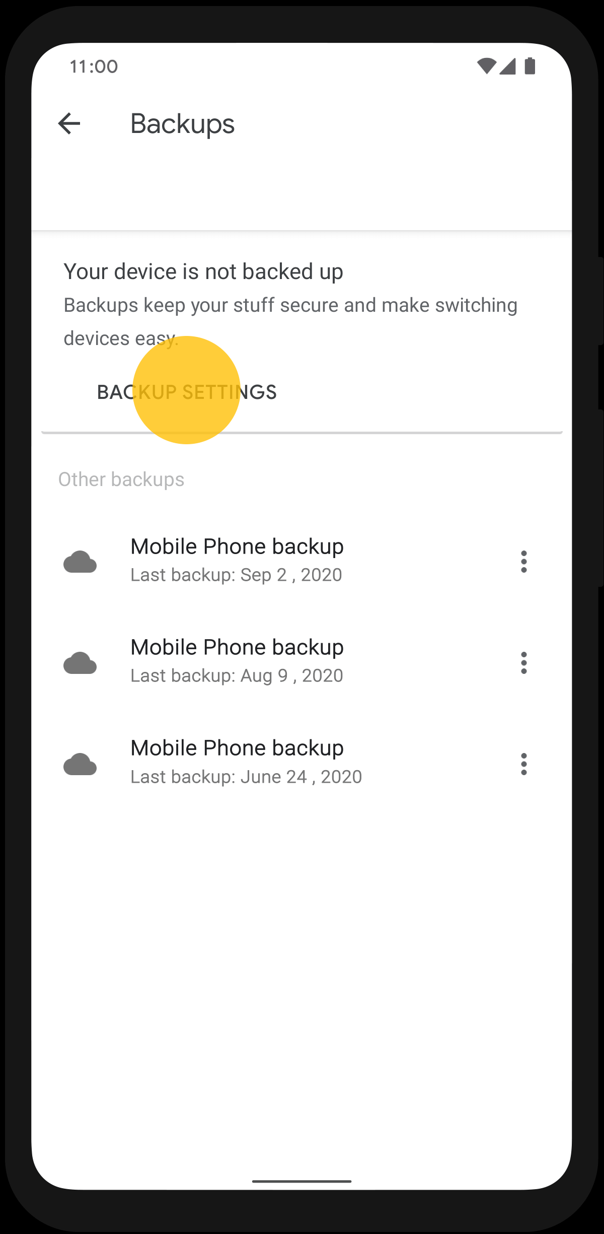 Google Drive Android Backup Settings