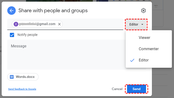 Send Shared Files On Google Drive Website