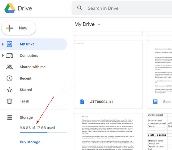 Check Google Drive Storage