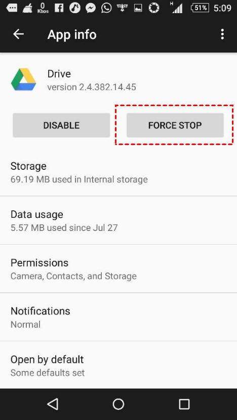Google Drive Force Stop